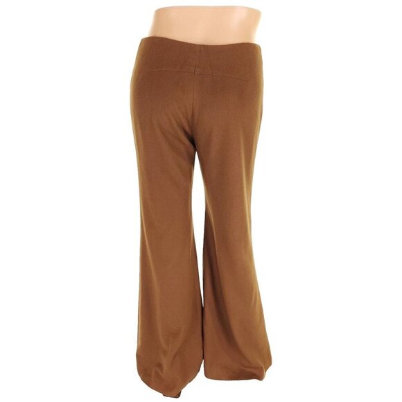 Crystal Siemens Cashmere Low-Rise Wide-Leg Trousers Size 10 Brown Pants - Picture 6 of 8